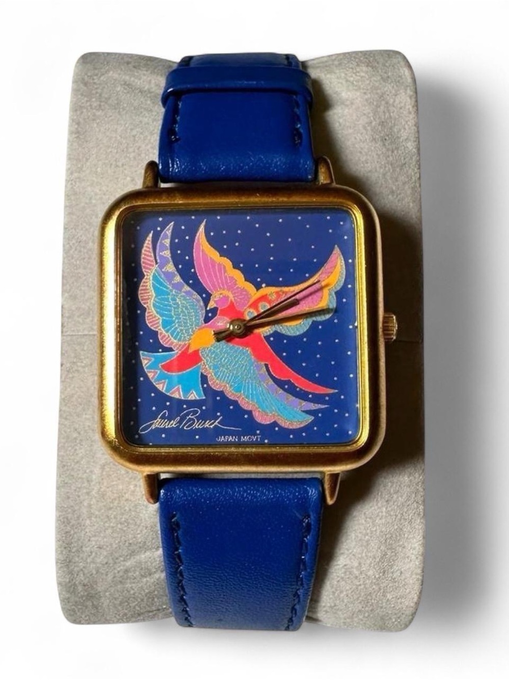 Vintage 1990s Blue Bird Watch with Gold Case by Laurel Burch